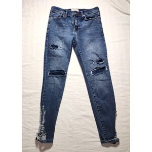 We The Free Pants Womens Size 27 Blue Denim Mid Rise Skinny Jeans Distressed